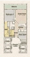 1 bedroom 2 bath 873 square feet (XX05 units)