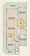 3 bedroom (3rd bedroom is a bunk room) 2 bath 1425 square feet end units